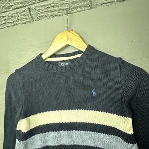Ralph Lauren Boys Gray Sweater Sz 7 Blue striped